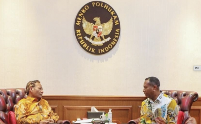 Temui Menkopolhukam, PJ Gubernur Safanpo Bahas Persiapan Pembangunan Pemerintahan Papua Selatan