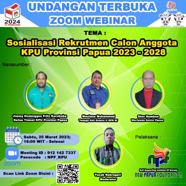 Gelar Pendidikan Pemilu di Papua, NPF Dan Timsel Akan Adakan Sosialisasi Rekrutmen KPU Provinsi