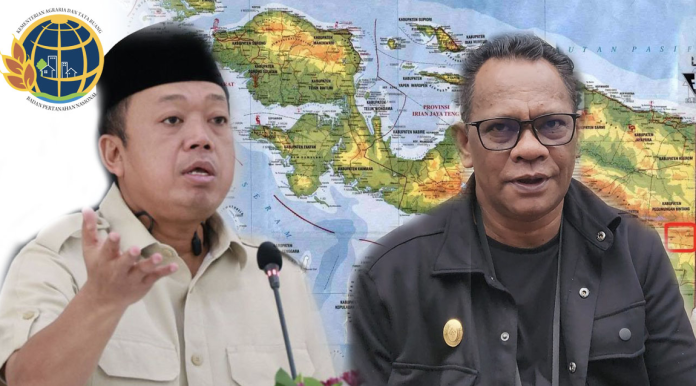 Menteri Agraria dan Tata Ruang/Kepala Badan Pertanahan Nasional (ATR/BPN), Nusron Wahid (Kiri) Ceo & Founder BF LAW Firm /Ceo & Founder LSM New Papua Foundation (NPF) Baharudin Farawowan