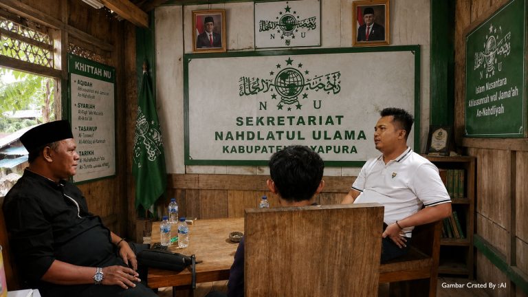 Baharudin Farawowan (Kiri) saat silaturahmi bersama Ketua PCNU Kabupaten Jayapura KH. Supardi (Minggu,2 Agustus 2026)